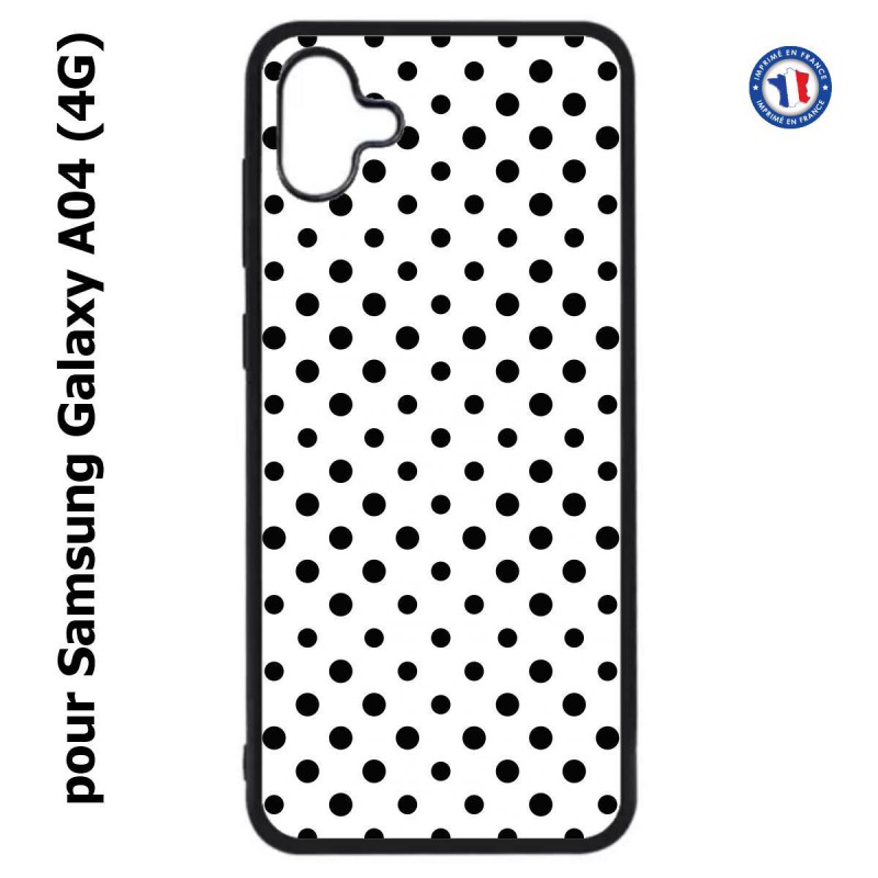 Coque pour Samsung Galaxy A04 (4G) - motif géométrique pattern noir et blanc - ronds noirs