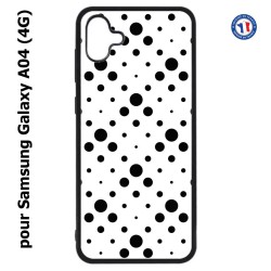 Coque pour Samsung Galaxy A04 (4G) - motif géométrique pattern noir et blanc - ronds noirs sur fond blanc