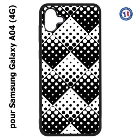 Coque pour Samsung Galaxy A04 (4G) - motif géométrique pattern noir et blanc - ronds carrés noirs blancs