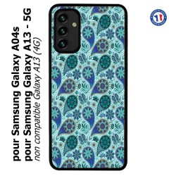 Coque pour Samsung Galaxy A13 - 5G et A04s Background cachemire motif bleu géométrique