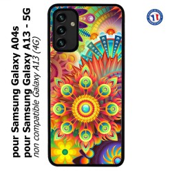 Coque pour Samsung Galaxy A13 - 5G et A04s Background mandala motif bleu coloré
