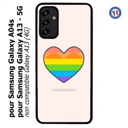 Coque pour Samsung Galaxy A13 - 5G et A04s Rainbow hearth LGBT - couleur arc en ciel Coeur LGBT