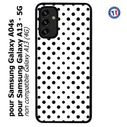 Coque pour Samsung Galaxy A13 - 5G et A04s motif géométrique pattern noir et blanc - ronds noirs