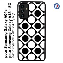 Coque pour Samsung Galaxy A13 - 5G et A04s motif géométrique pattern noir et blanc - ronds et carrés
