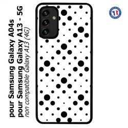Coque pour Samsung Galaxy A13 - 5G et A04s motif géométrique pattern noir et blanc - ronds noirs sur fond blanc