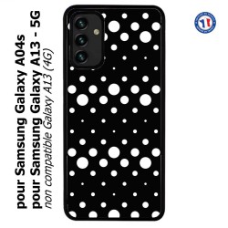 Coque pour Samsung Galaxy A13 - 5G et A04s motif géométrique pattern N et B ronds noir sur blanc