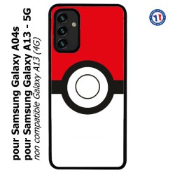 Coque pour Samsung Galaxy A13 - 5G et A04s rond noir sur fond rouge et blanc