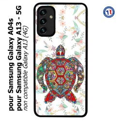 Coque pour Samsung Galaxy A13 - 5G et A04s Tortue art floral