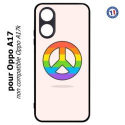 Coque pour Oppo A17 - Peace and Love LGBT - couleur arc en ciel