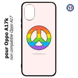 Coque pour Oppo A17k - Peace and Love LGBT - couleur arc en ciel