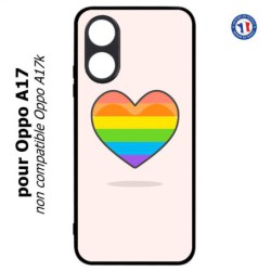 Coque pour Oppo A17 - Rainbow hearth LGBT - couleur arc en ciel Coeur LGBT