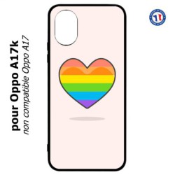 Coque pour Oppo A17k - Rainbow hearth LGBT - couleur arc en ciel Coeur LGBT