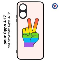 Coque pour Oppo A17 - Rainbow Peace LGBT - couleur arc en ciel Main Victoire Paix LGBT
