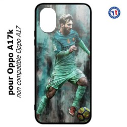 Coque pour Oppo A17k - Lionel Messi FC Barcelone Foot vert-rouge-jaune
