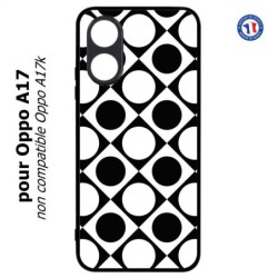 Coque pour Oppo A17 - motif géométrique pattern noir et blanc - ronds et carrés