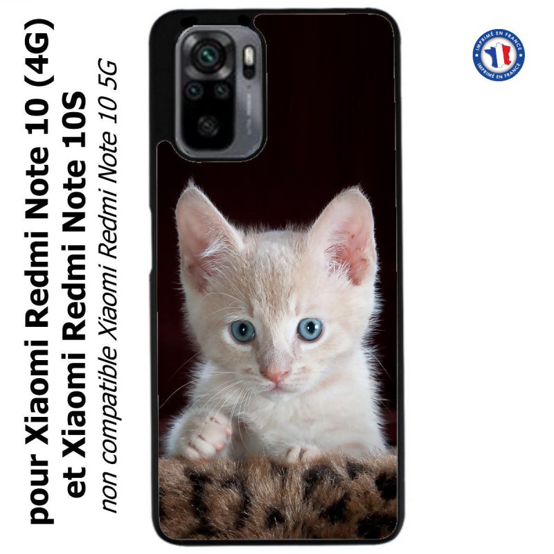 Coque pour Xiaomi Redmi Note 10 (4G) et Note 10S - Bébé chat tout mignon - chaton yeux bleus