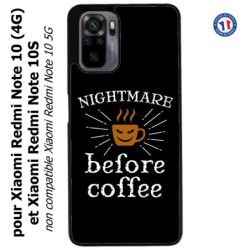 Coque pour Xiaomi Redmi Note 10 (4G) et Note 10S - Nightmare before Coffee - coque café