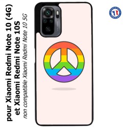 Coque pour Xiaomi Redmi Note 10 (4G) et Note 10S - Peace and Love LGBT - couleur arc en ciel