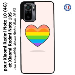 Coque pour Xiaomi Redmi Note 10 (4G) et Note 10S - Rainbow hearth LGBT - couleur arc en ciel Coeur LGBT