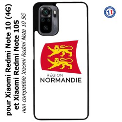 Coque pour Xiaomi Redmi Note 10 (4G) et Note 10S - Logo Normandie - Écusson Normandie - 2 léopards