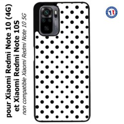 Coque pour Xiaomi Redmi Note 10 (4G) et Note 10S - motif géométrique pattern noir et blanc - ronds noirs