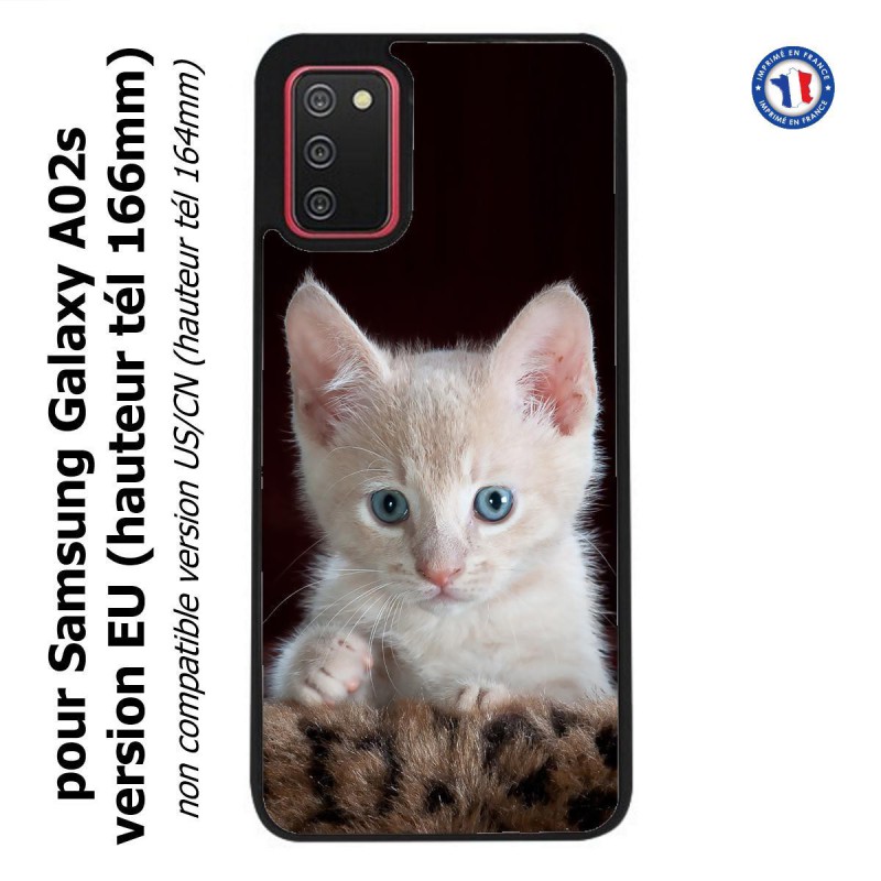 Coque pour Samsung Galaxy A02s version EU Bébé chat tout mignon - chaton yeux bleus