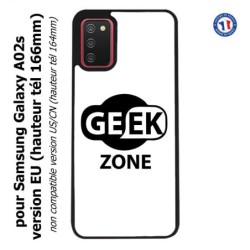 Coque pour Samsung Galaxy A02s version EU Logo Geek Zone noir & blanc