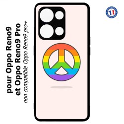 Coque pour Oppo Reno9 et Reno9 Pro Peace and Love LGBT - couleur arc en ciel