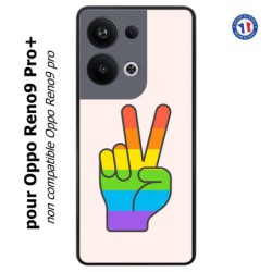 Coque pour Oppo Reno9 Pro PLUS Rainbow Peace LGBT - couleur arc en ciel Main Victoire Paix LGBT