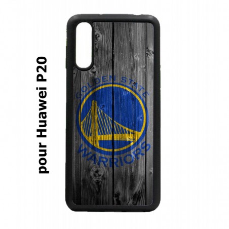 Coque noire pour Huawei P20 Stephen Curry emblème Golden State Warriors Basket fond bois