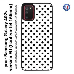 Coque pour Samsung Galaxy A02s version EU motif géométrique pattern noir et blanc - ronds noirs