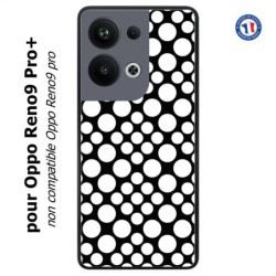 Coque pour Oppo Reno9 Pro PLUS motif géométrique pattern N et B ronds blancs sur noir