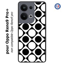 Coque pour Oppo Reno9 Pro PLUS motif géométrique pattern noir et blanc - ronds et carrés