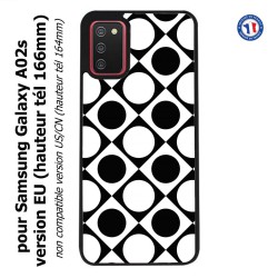 Coque pour Samsung Galaxy A02s version EU motif géométrique pattern noir et blanc - ronds et carrés