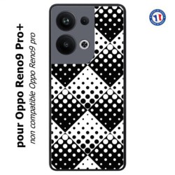 Coque pour Oppo Reno9 Pro PLUS motif géométrique pattern noir et blanc - ronds carrés noirs blancs