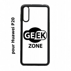 Coque noire pour Huawei P20 Logo Geek Zone noir & blanc