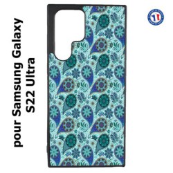 Coque pour Samsung Galaxy S23 Ultra - Background cachemire motif bleu géométrique