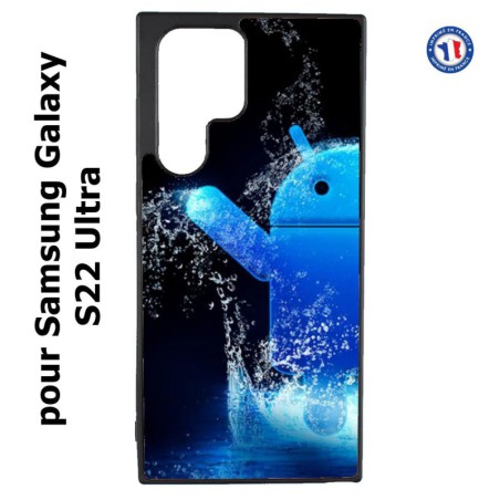 Coque pour Samsung Galaxy S23 Ultra - Bugdroid petit robot android bleu dans l'eau