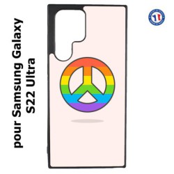 Coque pour Samsung Galaxy S23 Ultra - Peace and Love LGBT - couleur arc en ciel