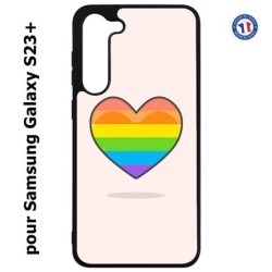 Coque pour Samsung Galaxy S23 PLUS - Rainbow hearth LGBT - couleur arc en ciel Coeur LGBT
