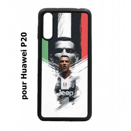 Coque noire pour Huawei P20 Ronaldo CR7 Juventus Foot