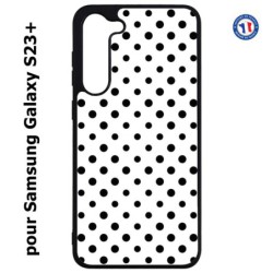 Coque pour Samsung Galaxy S23 PLUS - motif géométrique pattern noir et blanc - ronds noirs