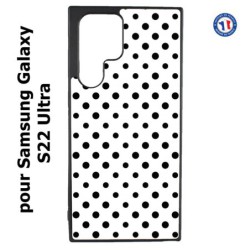 Coque pour Samsung Galaxy S23 Ultra - motif géométrique pattern noir et blanc - ronds noirs