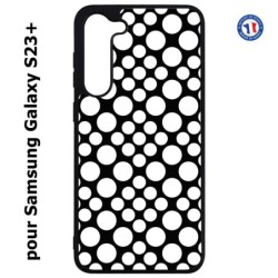 Coque pour Samsung Galaxy S23 PLUS - motif géométrique pattern N et B ronds blancs sur noir
