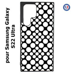 Coque pour Samsung Galaxy S23 Ultra - motif géométrique pattern N et B ronds blancs sur noir