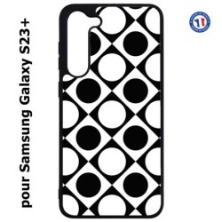 Coque pour Samsung Galaxy S23 PLUS - motif géométrique pattern noir et blanc - ronds et carrés