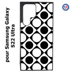 Coque pour Samsung Galaxy S23 Ultra - motif géométrique pattern noir et blanc - ronds et carrés