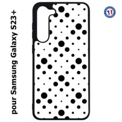 Coque pour Samsung Galaxy S23 PLUS - motif géométrique pattern noir et blanc - ronds noirs sur fond blanc