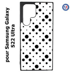 Coque pour Samsung Galaxy S23 Ultra - motif géométrique pattern noir et blanc - ronds noirs sur fond blanc
