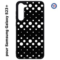 Coque pour Samsung Galaxy S23 PLUS - motif géométrique pattern N et B ronds noir sur blanc